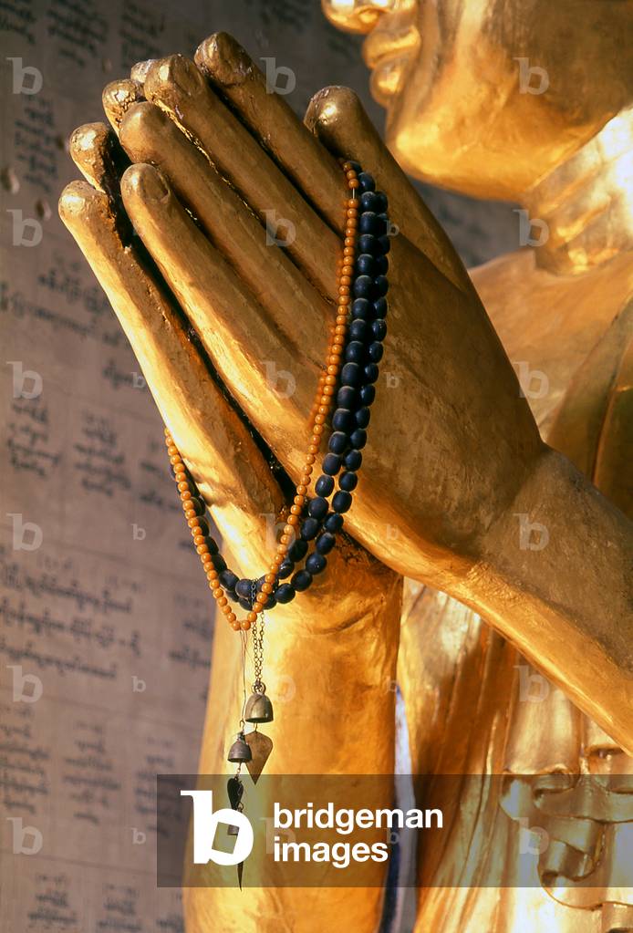 Burma / Myanmar: Hands detail of the secondary image next to the Shweyattaw Buddha, Mandalay Hill, Mandalay