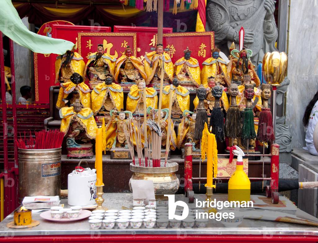 Thailand: Taoist figures on an altar at San Chao Chui Tui (Chinese Taoist temple), Phuket Vegetarian Festival