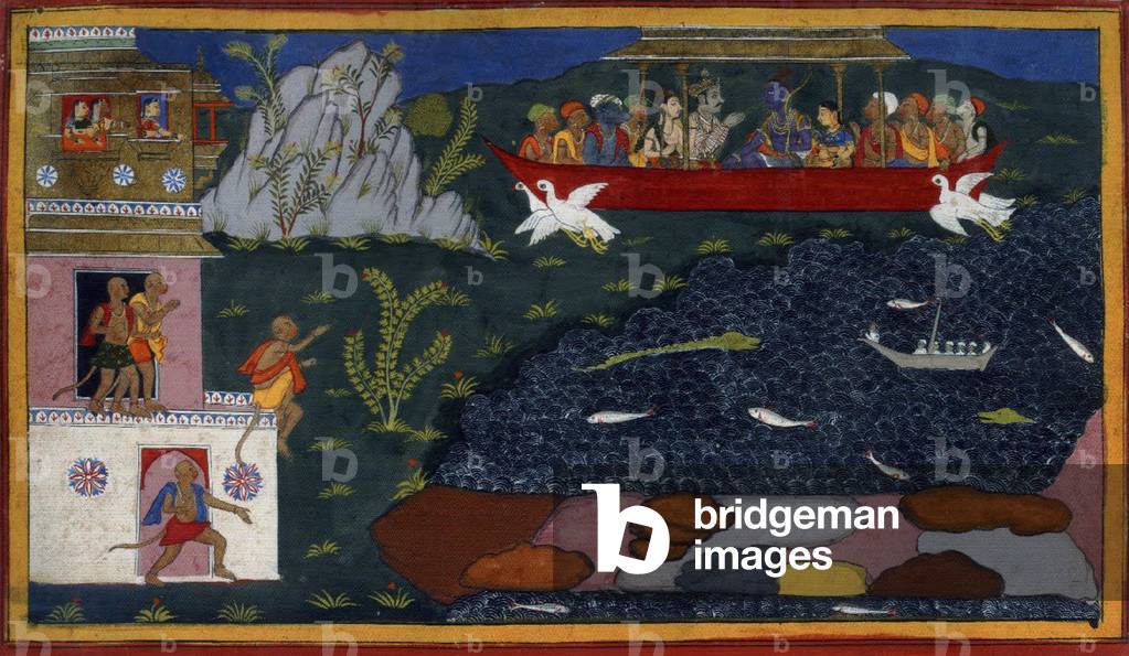 India: The city of Kishkindha, now Hampi, as the Monkey Kingdom King Sugriva, in an 18th century painting