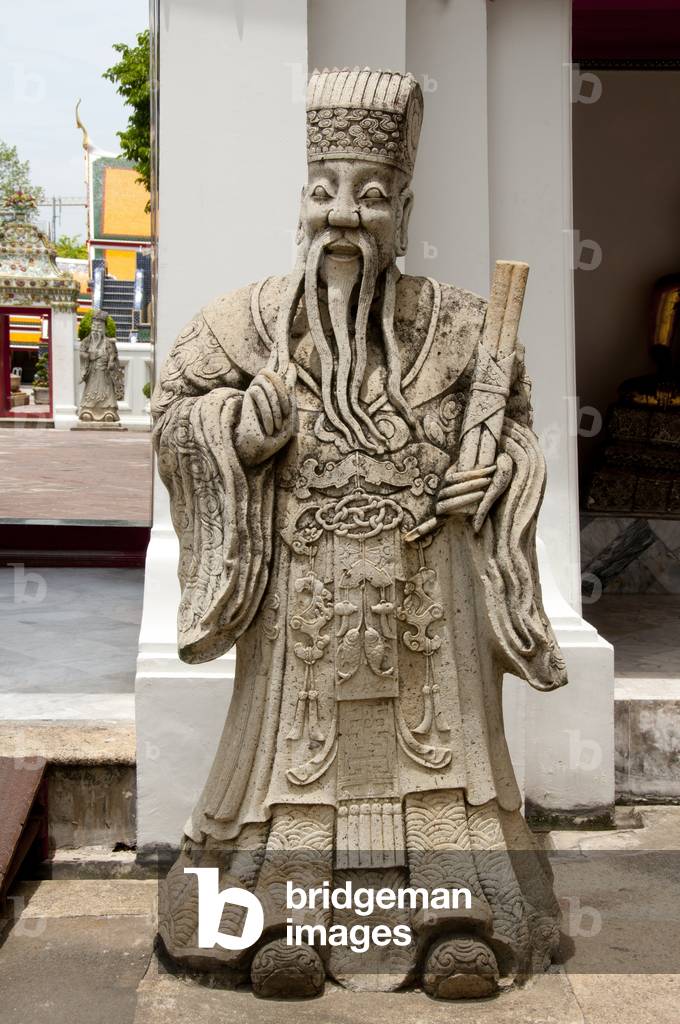 Thailand: Chinese guardian statue at a doorway, Wat Pho (Temple of the Reclining Buddha), Bangkok