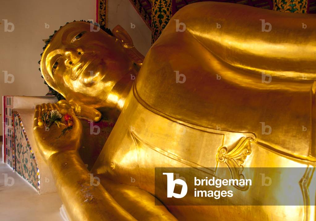 Thailand: Reclining Buddha, Wat Pong Sanuk Tai, Lampang, Lampang Province, northern Thailand