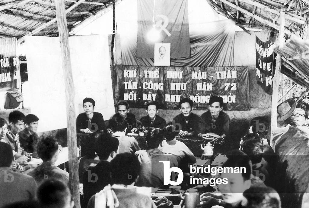 Vietnam: The Cu Chi Party Committee meet near Cu Chi, South Vietnam, Second Indochina War (Vietnam War) (1975)