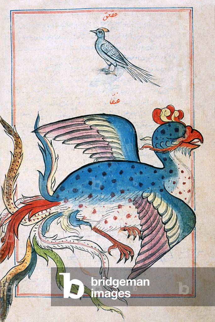 India: A phoenix as represented in Zakariya ibn Mu?ammad al-Qazwini, Ajaib al-makhluqat wa-gharaib al-mawjudat (Marvels of Things Created and Miraculous Aspects of Things Existing) Punjab, 17th century