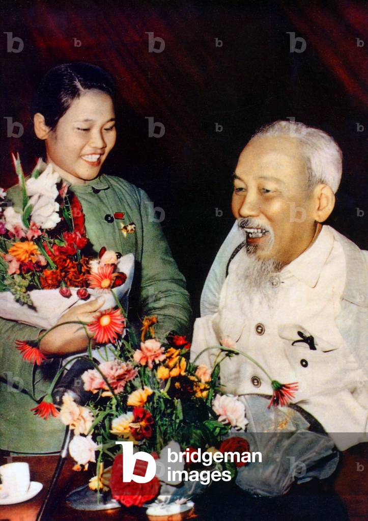 President Ho Chi Minh at the Congress of Young Volunteers for the Patriotic Resistance War Against the United States Aggression, 1957 (photo)