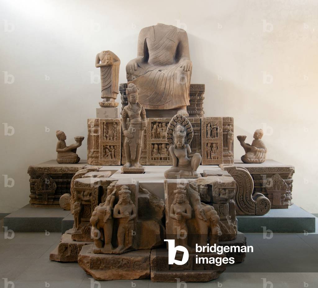 Vietnam: The Dong Duong vihara pedestal, Cham sculpture, Cham Museum, Danang