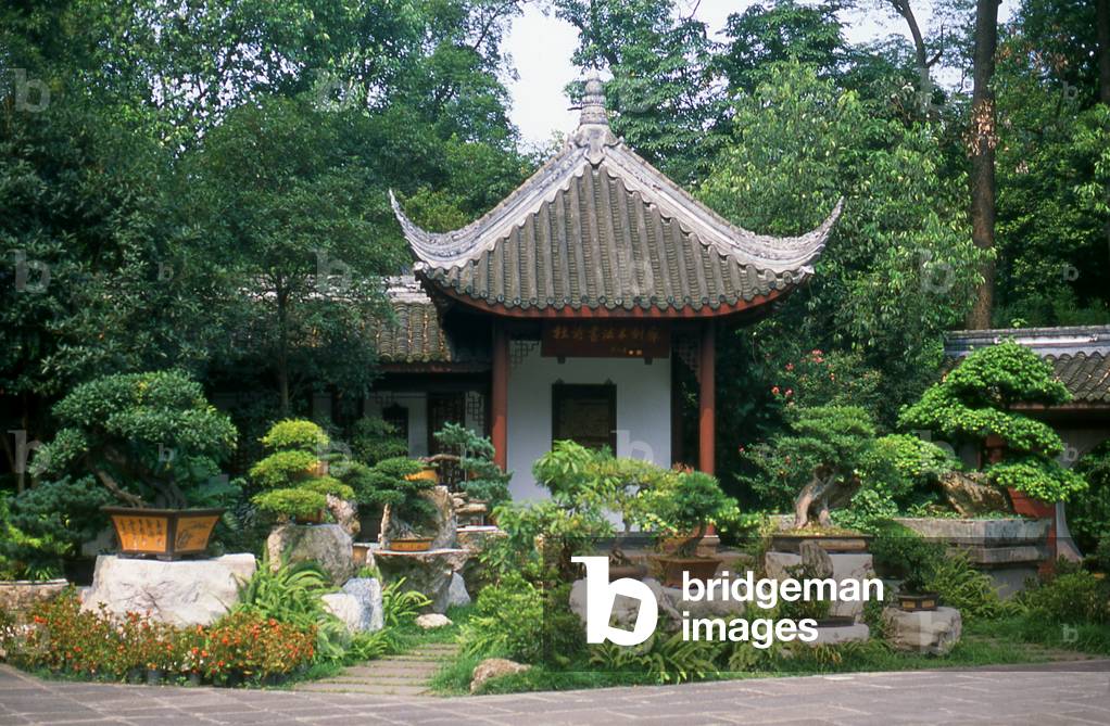 China: Bonsai garden, Du Fu Caotang (Du Fu's Thatched Cottage), Chengdu, Sichuan Province
