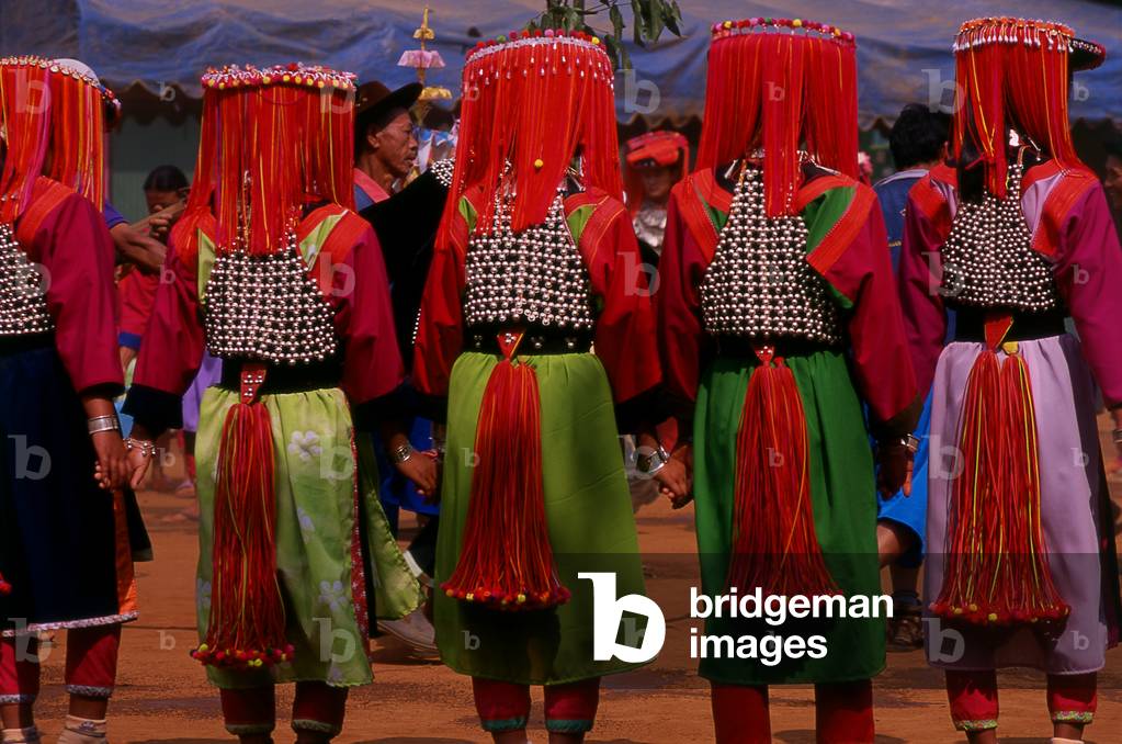 Thailand: Lisu women dress up in silver and fine headdresses for Lisu New Year celebrations, Chiang Mai Province, northern Thailand