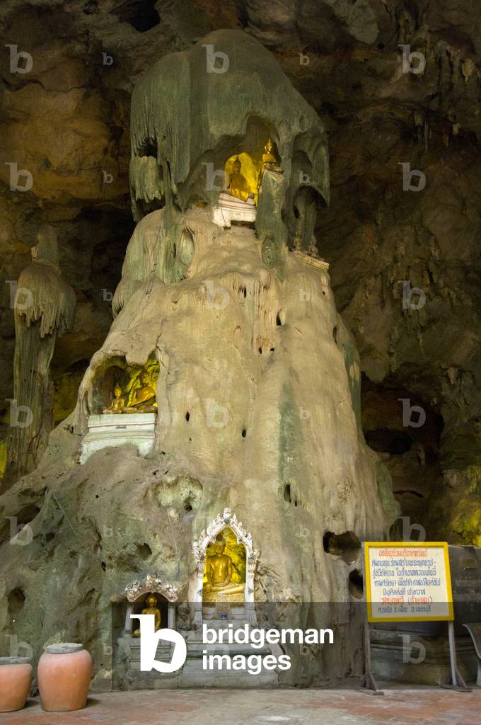 Thailand: Buddha images in niches within Tham Khao Luang, Phetchaburi