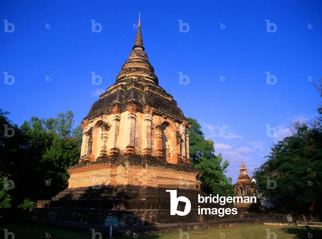 Thailand: Chedi containing the ashes of King Tilokarat (1441 - 1485) at 15th century Wat Chet Yot (Jet Yod), Chiang Mai