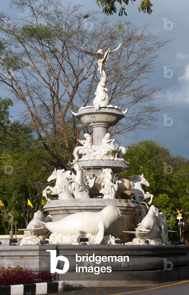 Thailand: Dugong statue on the Phattalung Road in front of Tabtien Park, Trang Town, Trang Province, southern Thailand