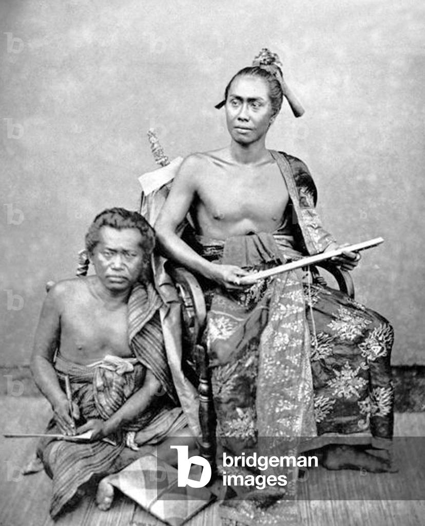 Indonesia / Bali: Raja Ketut Jilantik, ruler of Buleleng (Karangasem Dynasty), with his secretary, c. 1875