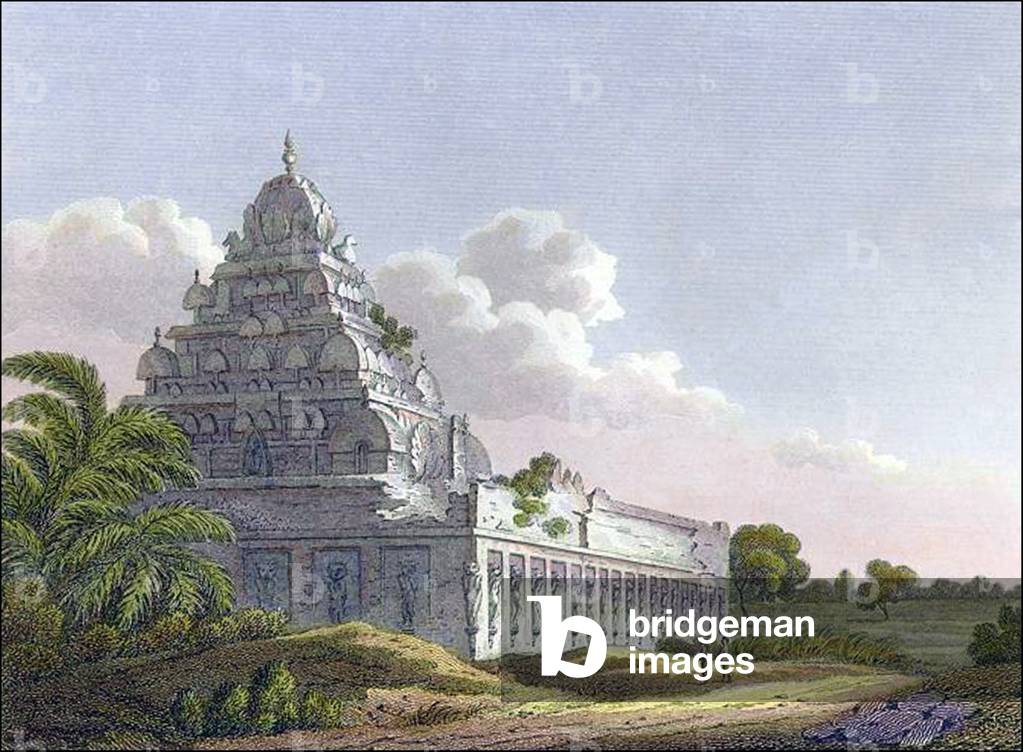 India: Engraving of a Hindu temple at Kanchipuram, Tamil Nadu, 1811