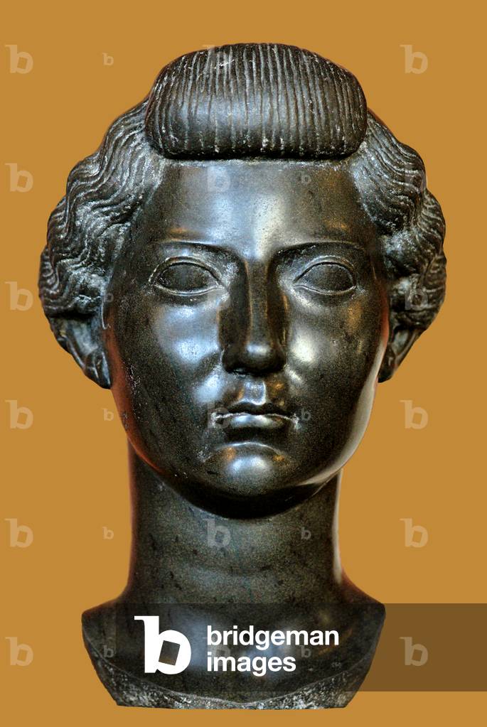 Italy: Egyptian basalt bust of Empress Livia Drusilla (30 January 58 BCE-28 September 29 CE), wife of Emperor Augustus Caesar, c. 31 BCE. Currently on display in the Louvre Museum, Paris