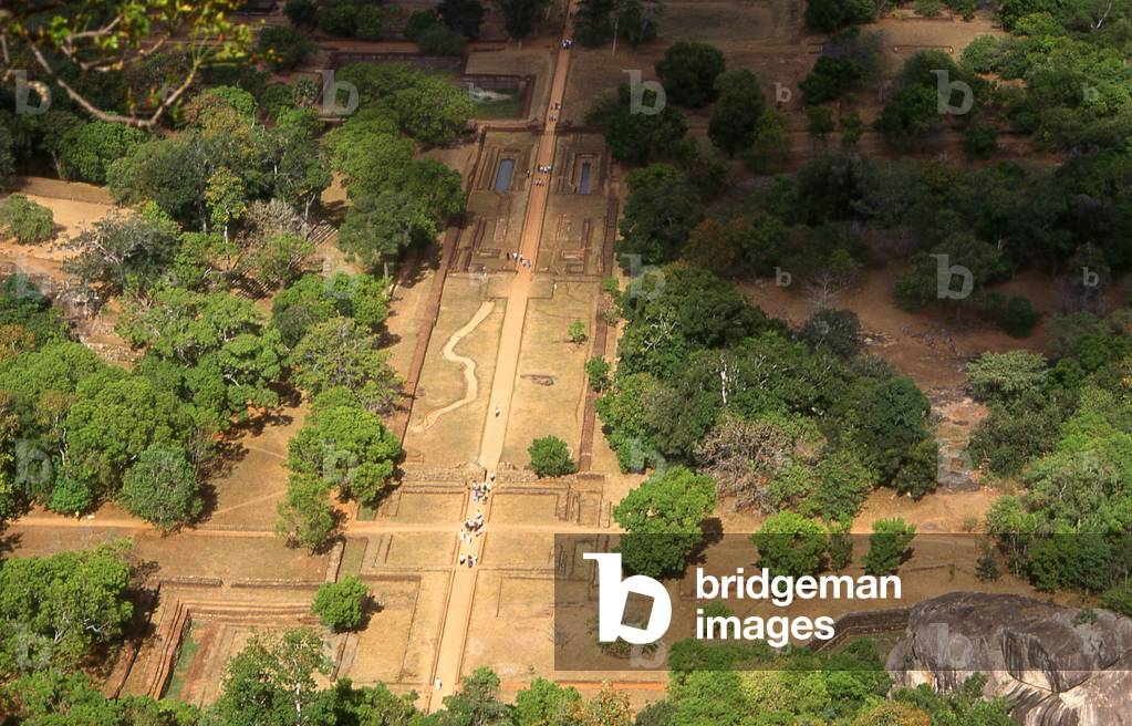 Sri Lanka: Looking down from the top of Sigiriya (Lion's Rock) on the gardens that surround Sigiriya