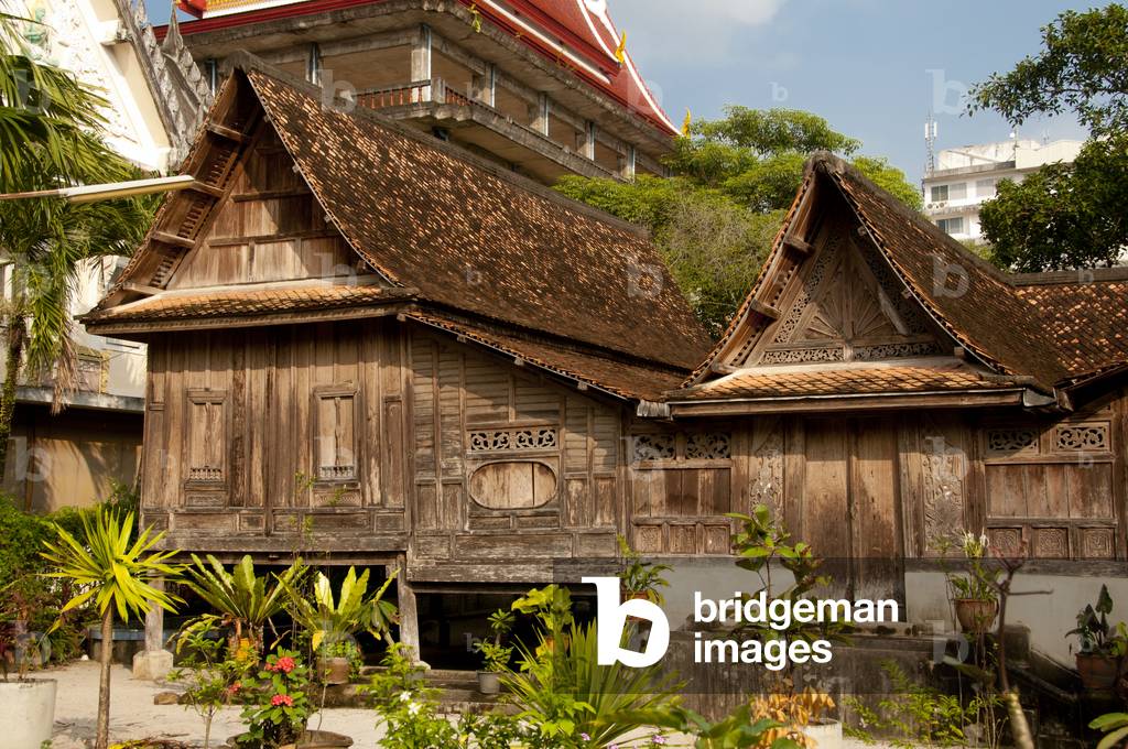 Thailand: Southern-style wooden Thai house, Wat Sao Thong, Nakhon Sri Thammarat