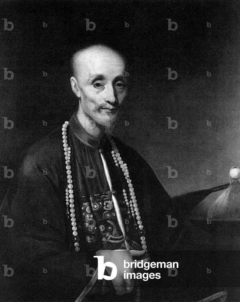 China: Howqua, real name Hong Bingjian (1769-1843), the most important of the Hong merchants at Canton in the mid-19th century. Portrait by Lam Qua, c. 1830-1840