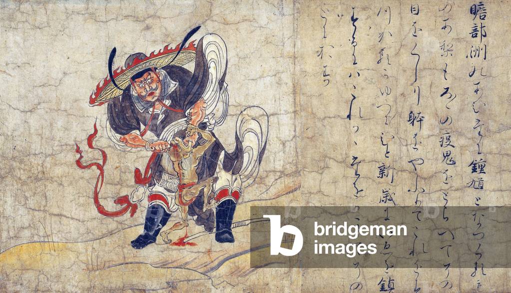 Japan: Extermination of Evil by Shoki. 12th century scroll painting.
