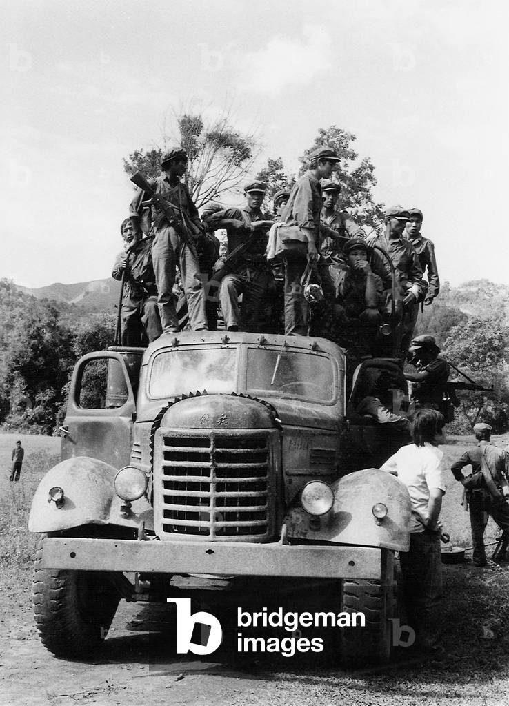 Burma / Myanmar: CPB soldiers on a truck, Communist Party of Burma (CPB), (c. 1985)