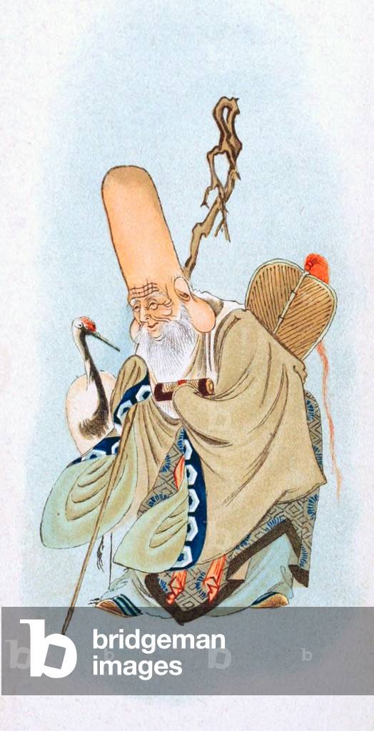 Japan: Fukurokuju, the God of Happiness, Wealth and Longevity. He is a composite of the three Daoist Gods Fu, Lu and Shou in one deity.