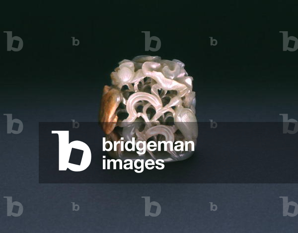 Openwork finial depicting four cranes standing in water amongst lotus and reeds, Yuan or Ming Dynasty (celadon stoneware)