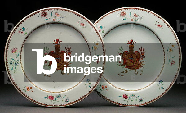 A pair of armorial chargers painted with the arms of Cantelmi di Napoli, c.1760 (porcelain)