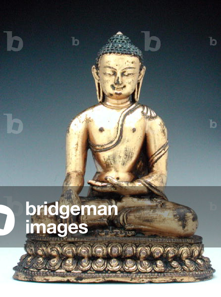 A Chinese gilt bronze figure of the Buddha in meditation (gilt bronze)