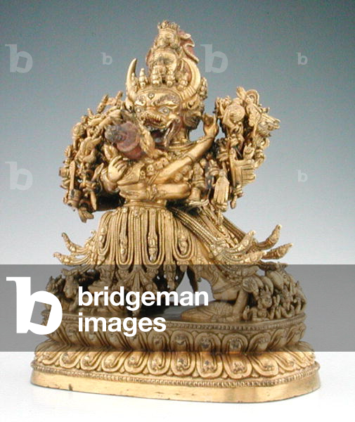 Vajrabhairava, aspect of Yamantaka, guardian of law (gilt copper alloy & pigment)