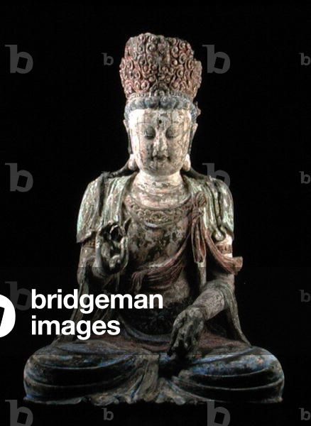 Large seated bodhisattva with hands raised, Jin dynasty (1115-1234) (wood & pigment) (see 206547)