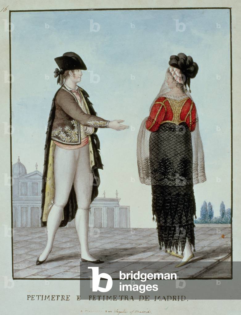 Nobleman and Noblewoman from Madrid, late 18th century (w/c on paper)