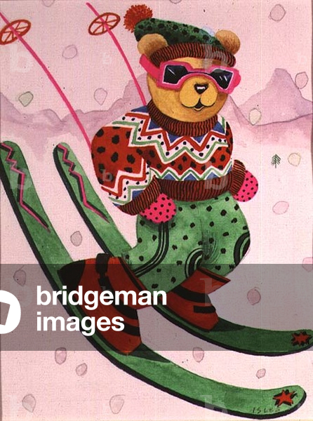 On Skis, from the 'Teddy Bear Birthday Book' (w/c on paper)