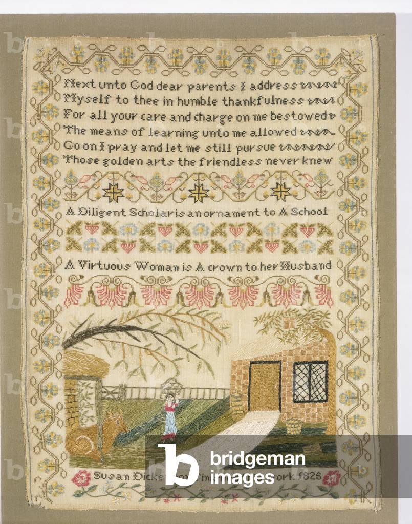 Sampler, 1825 (wool plain weave with silk embroidery)