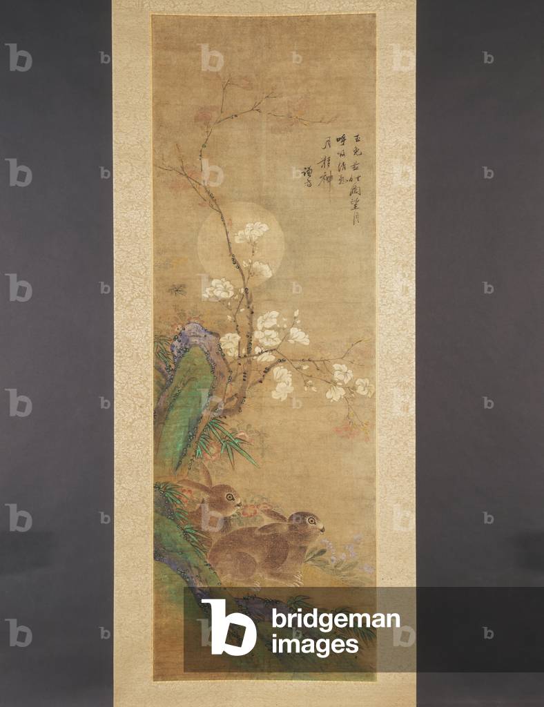 Immagine di Disegno "Due lepri in chiaro di luna", 18th Secolo di Cho Tai Eok