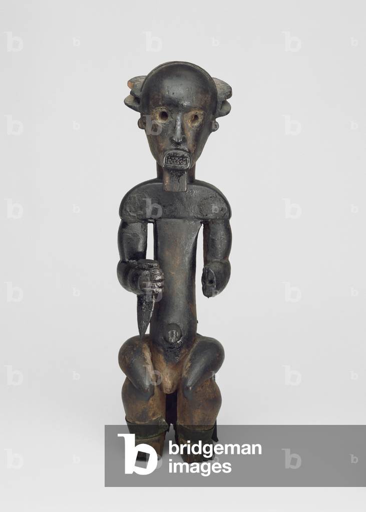 Male Reliquary Guardian Figure, Gabon, Africa (wood & metal strips)