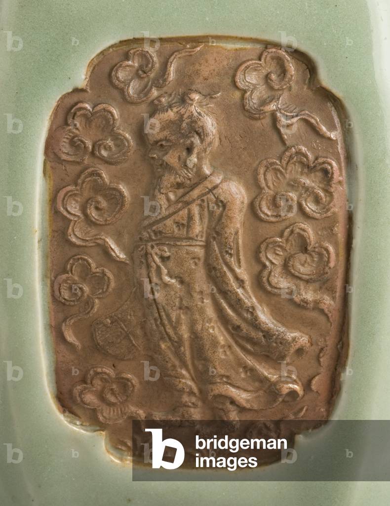 Detail of Vase (Meiping) with Eight Daoist Immortals, c.1350 (glazed porcellaneous ware with mold-impressed decoration) (see also 434520)