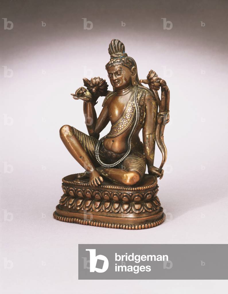 Bodhisattva Vajrapani, late 12th-early 13th century (copper alloy with silver & gold inlay & traces of pigment) (see also 451003 & 451005)