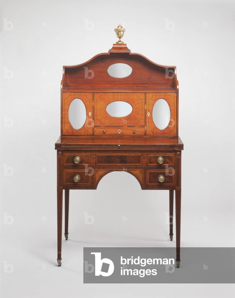 Lady's Cabinet and Writing Table, 1801-06 (mahogany, satinwood, white pine yellow poplar, ivory & silvered glass)