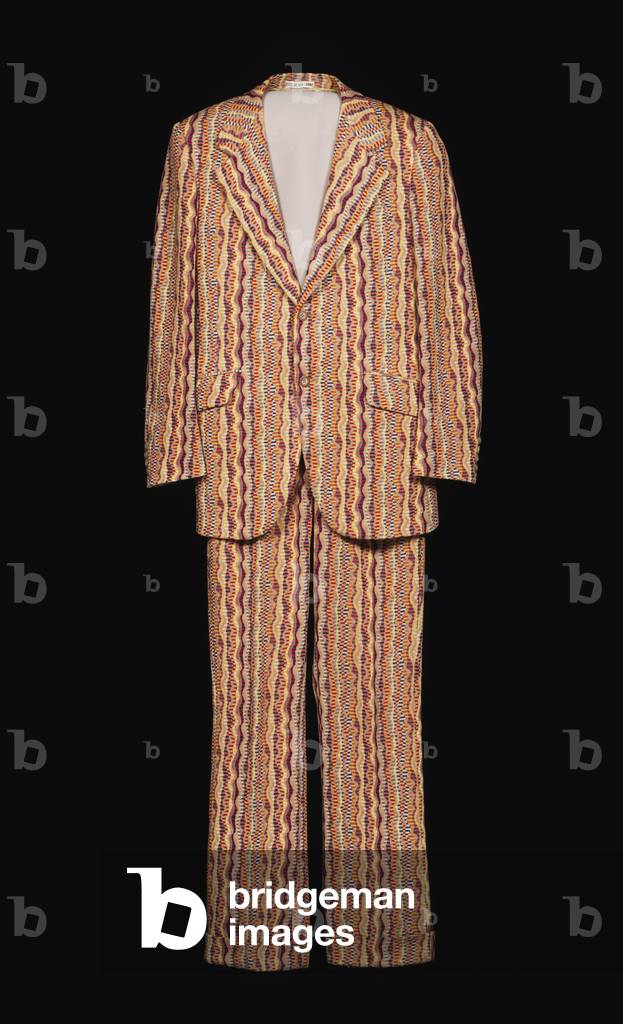 Man's Suit: Jacket and Trousers, 1970 (patterned double-knit wool and polyester)
