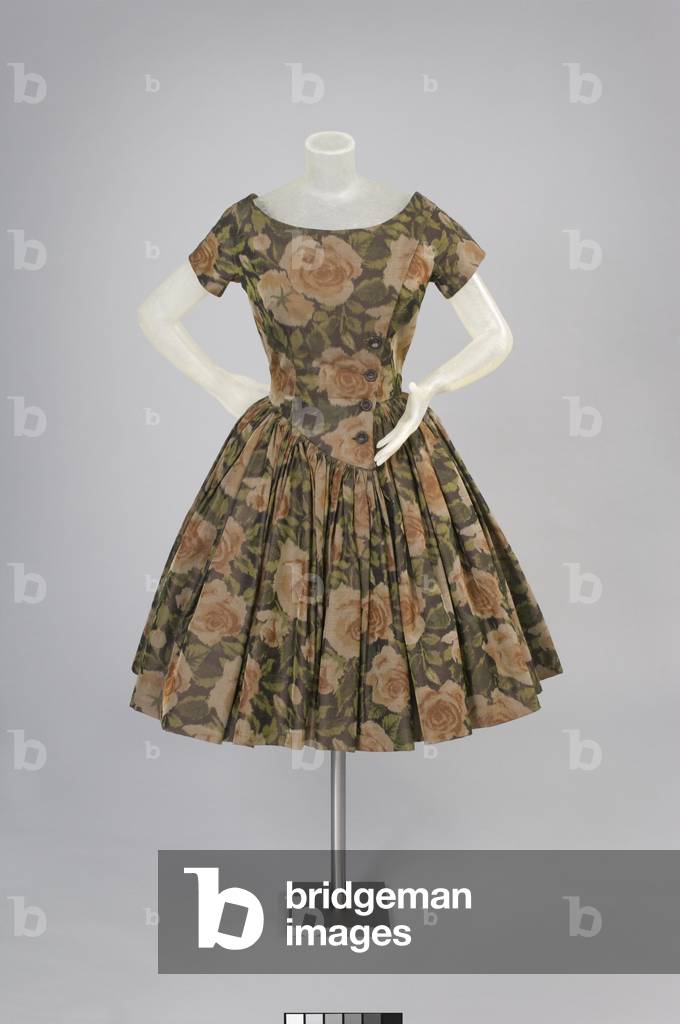 Afternoon Dress, Spring 1957 (printed silk plain weave)