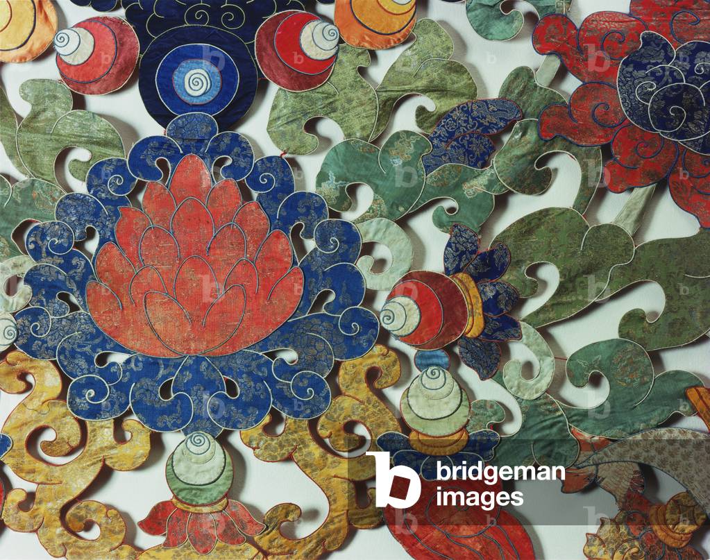 Temple Hanging (Phan), 18th-19th century (appliqué silk brocade with embroidery)  (detail of 451085)