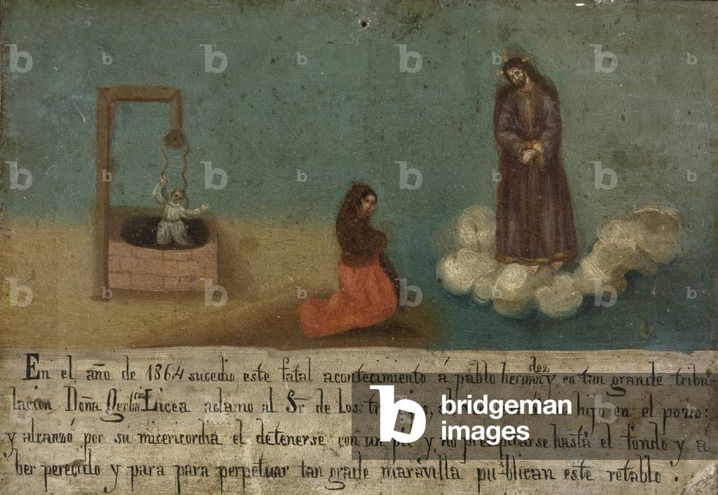 Accident in a Well, c.1864 (oil on tin)