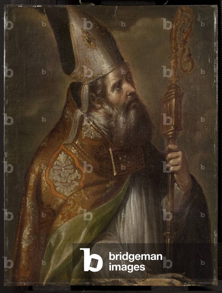 Immagine di Dipinto "Vescovo santo", 17th Secolo di Baltasar de Echave Rioja, b/w