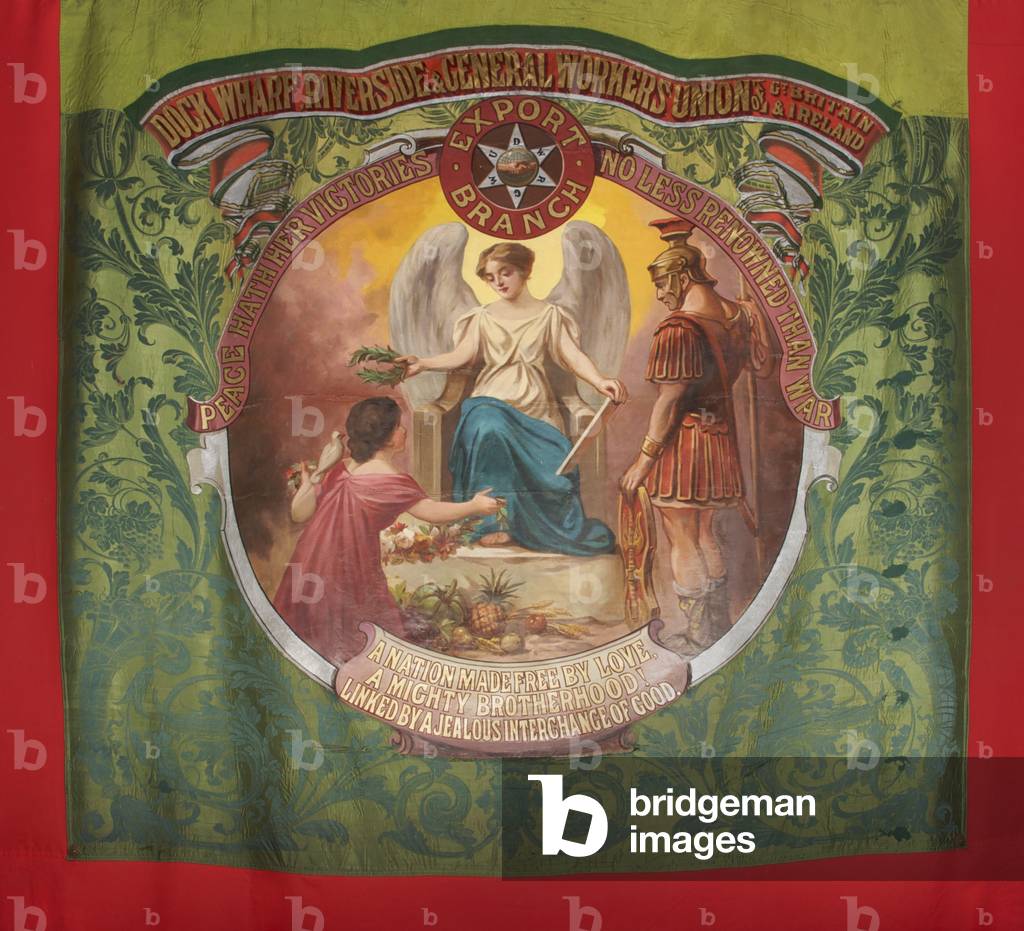 Dock, Wharf, Riverside and General Workers Union Banner, 1890s (oil on silk)