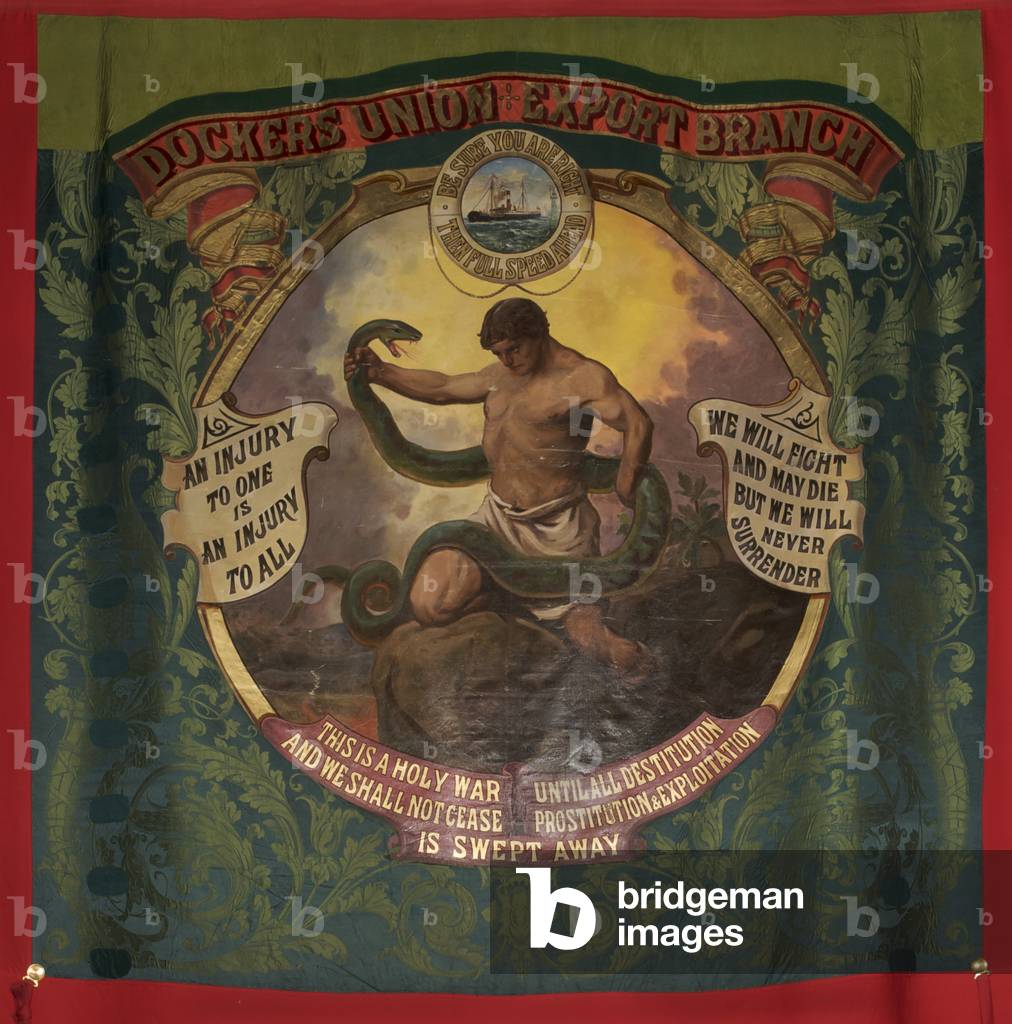 Dockers Union Export Branch Banner, 1890s (oil on silk)