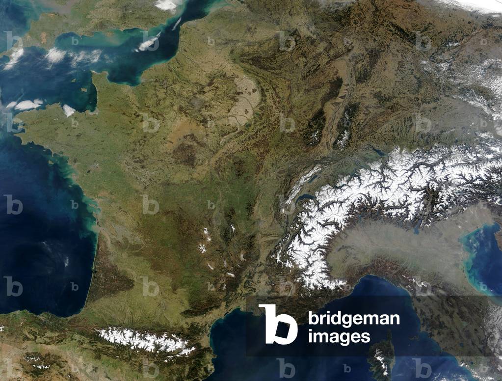 France seen by the Terra satellite on 19 March 2003. - France seen by the Terra satellite on 19 March 2003