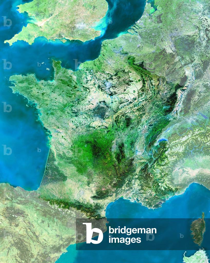 Image of Photography depicting France seen by ENVISAT 2003 - Image of France obtained by the European satellit