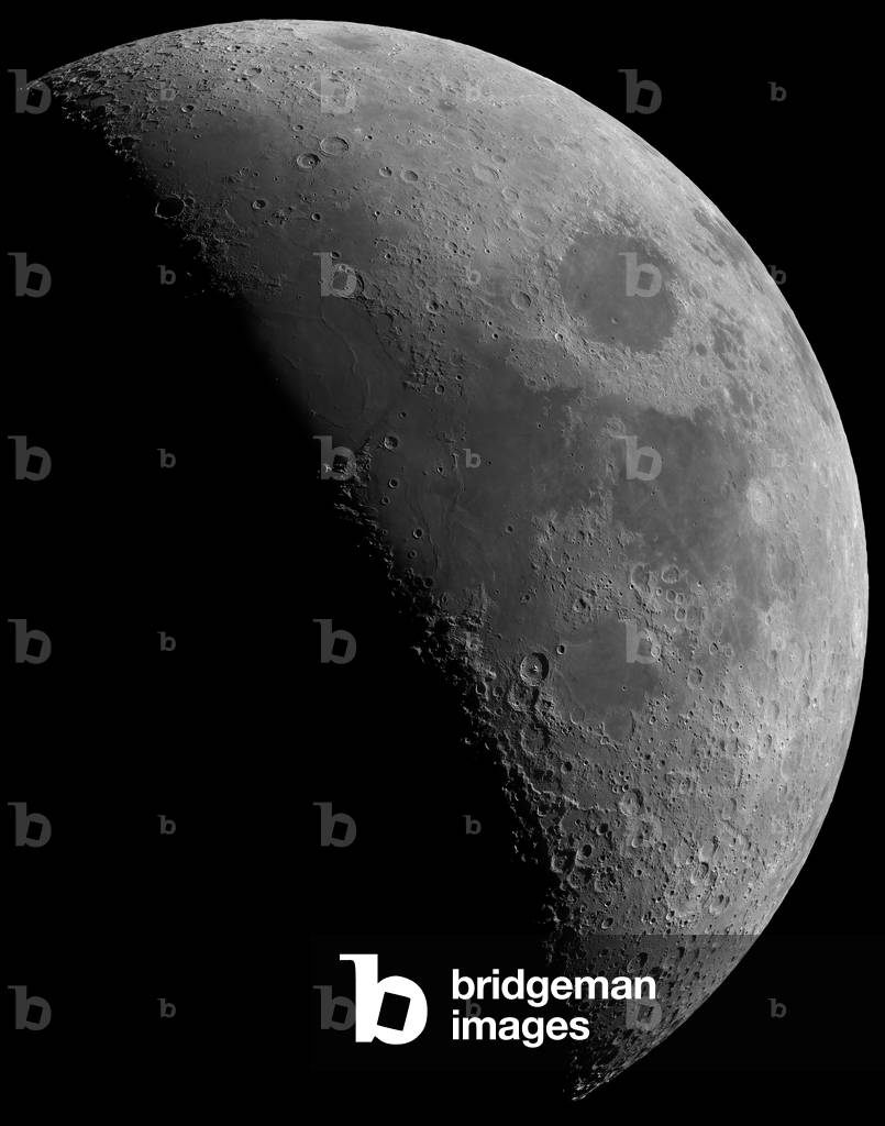 La Lune avant le premier quartier - Moon before first quarter - Mosaic of 21 images obtained on 28 June 2009, the eve of the first quarter. Mosaic of 21 images taken on June 28 2009, the day before the first quarter