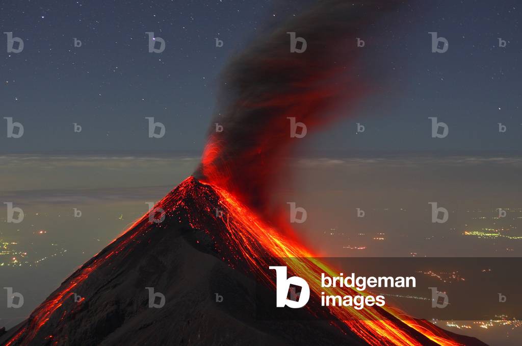 Volcano Fuego - Guatemala - Volcanic eruption - Volcano Fuego - Guatemala - Volcanic eruption of Fuego in Guatemala. At 3763m above sea level, this very active volcano overlooks Antigua, the ancient capital of Guatemala, and the municipality of Alotenango. Volcanic eruption of Fuego in Guatemala