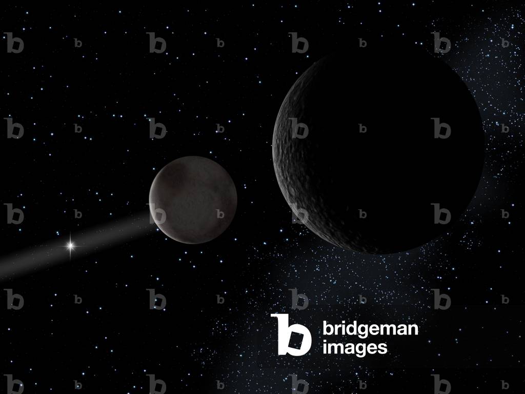 Pluto and Charon - Vue d'artiste - Pluto and Charon - Artist view - Vue d'artiste de Pluto et de son satellite