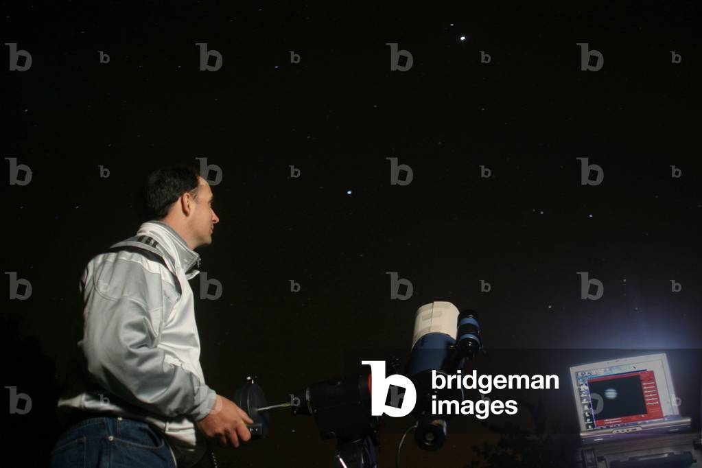 Amateur Astronomer - Observation of Jupiter - Amateur astronomer observing Jupiter - Observation of Jupiter with a CCD camera