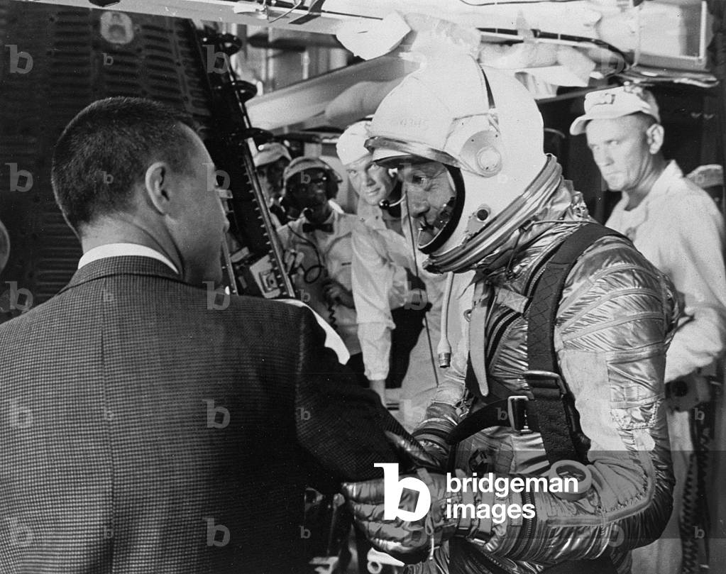 Image of Photography depicting Mercury - Redstone - 3: A.Shepard before departure - Virgil Grissom and Alan B.